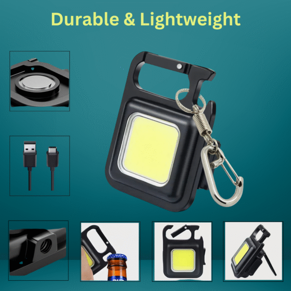 Rechargeable LED Light Keychain with Bottle Opener – Multi-Function Tool - Image 2