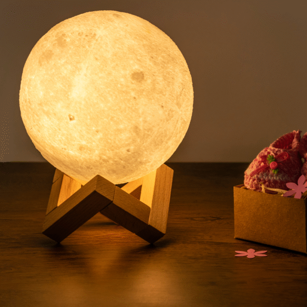 7 Color Changeable 3D Moon Lamp with Stand – Rechargeable Night Light for Kids & Adults - Image 5